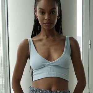 Urban Outfitters Light Blue Ribbed Crop Top